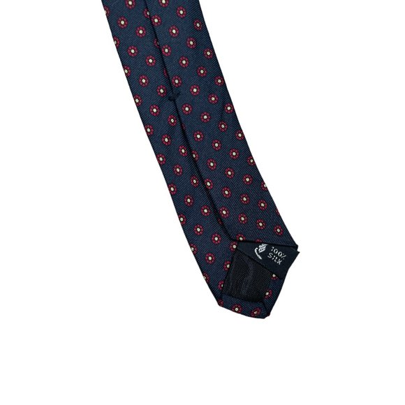 The Tombridge Group Men's Blue Red Geometric Classic Silk Necktie - Picture 5 of 7